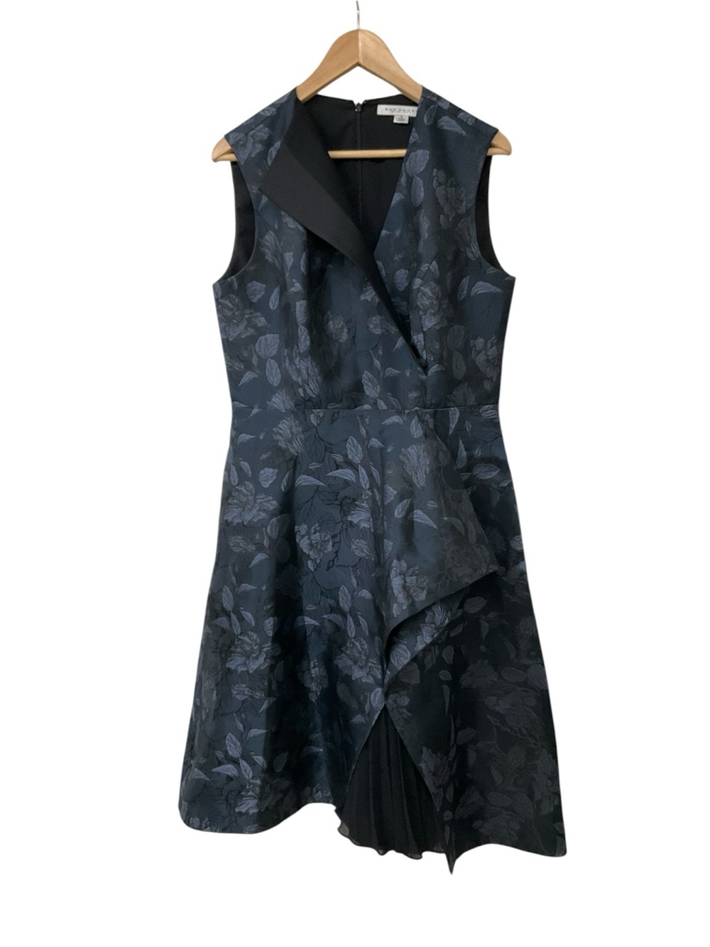 Kay Unger Lottie Midi Dress Dark Midnight Floral Jacquard Blue 14 - Picture 2 of 7